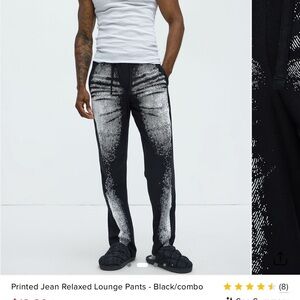Fashion Nova Black Denim Printed Lounge Pant